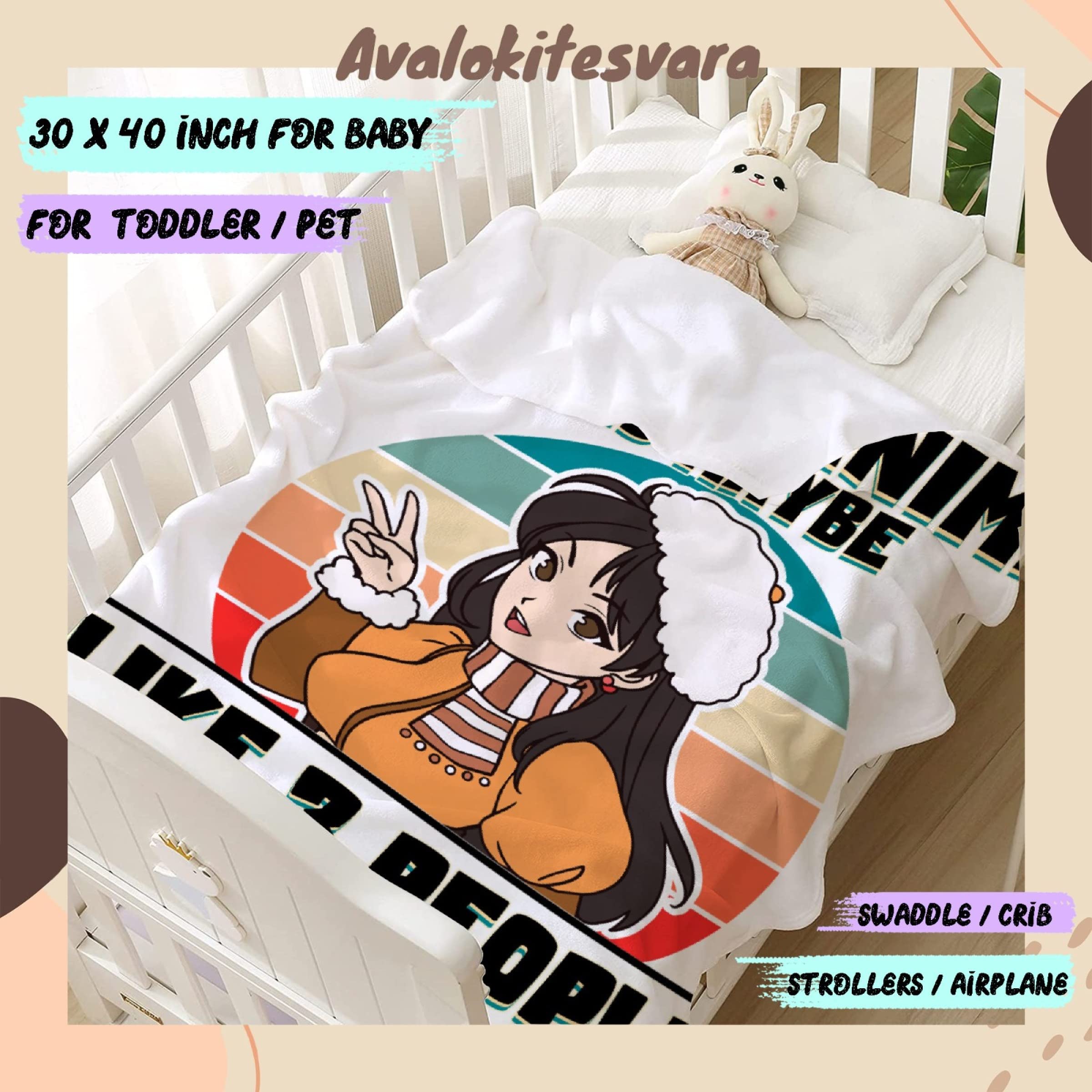 ARTBLANKET I Like Anime and Maybe Like 3 People Throw Blanket Fannel Fleece Super Soft Funny Blanket Travel Throw Blanket for Bed Couch Sofa 60x50 in for Teen Car