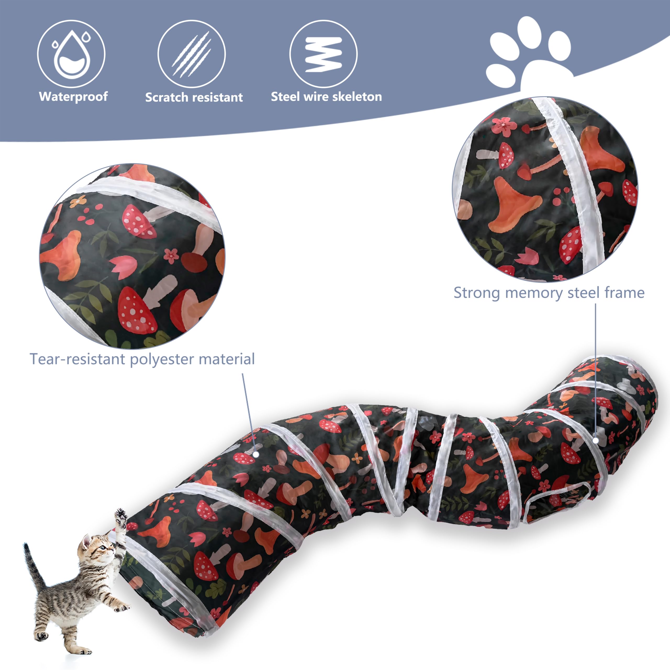 Sheldamy 2-Way Cat Tunnel - Collapsible Play Tunnel With Play Ball For Indoor Cats & Kittens (Rainbow) - View #6
