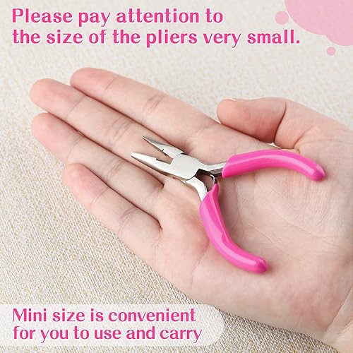 Miniatura 21 de SPEEDWOX Mini alicates de punta larga de 3 pulgadas con mango de PVC rosa para fabricación de joyas, envoltura de alambre, cuentas, manualidades