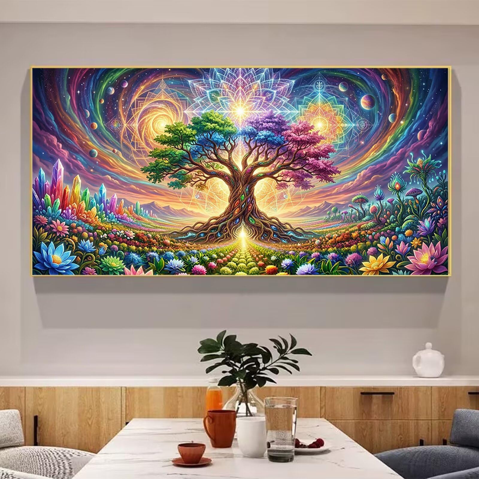 Diamond Painting Farbe Diamond Painting Erwachsene XXL Baum des Lebens, 5D Full Eckige Steine Drill Diamanten Malen Nach Zahlen, DIY Set Mosaikherstellung Kreativ Set für Erwachsene 60x120cm, Cod-376
