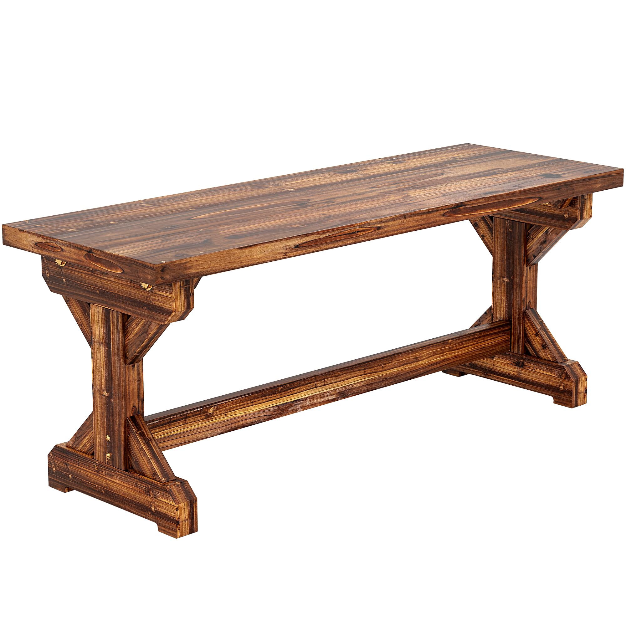 Outsunny Banco de Jardín de Madera, Banco Rústico Exterior de 2 Plazas con Base en Forma de X, Carga 240 kg, para Patio, Porche, Parque, Balcón, 114x40x46 cm, Carbonizado