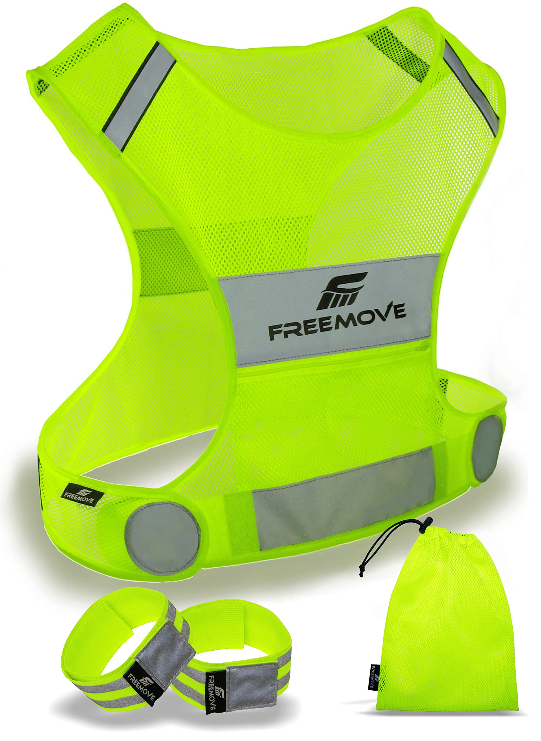 Buy FREEMOVEReflective Vest Running Gear + 2 Bands & Bag/Ultralight