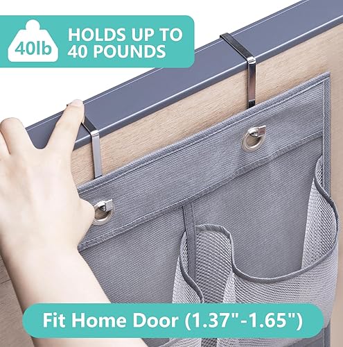 Miniatura 2 de MISSLO Organizador de zapatos para colgar sobre la puerta, 12 bolsillos y 24 bolsillos, color gris esencial para crucero