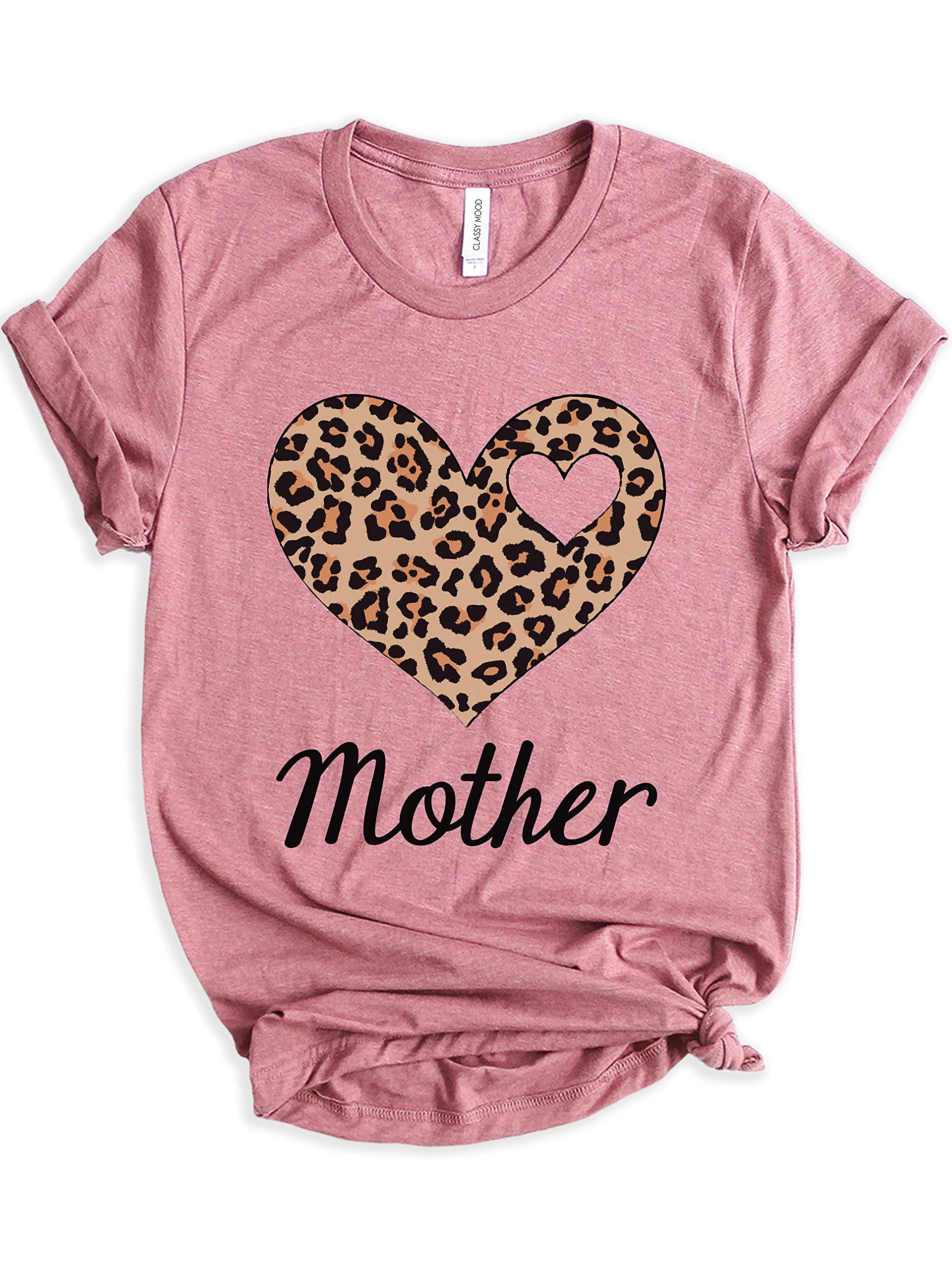 Teeny Fox Leopard Heart Mother Daughter Matching Outfits Mom and Me Cute Family Shirts