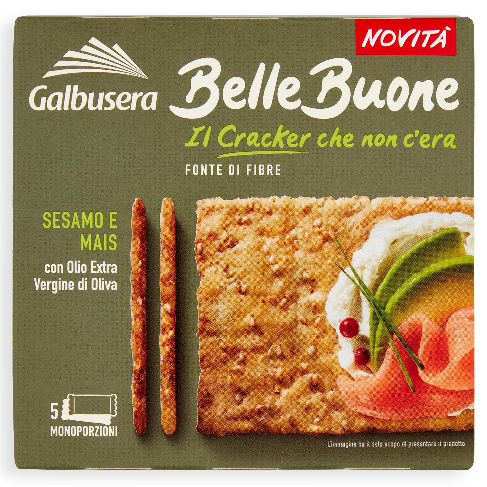 Galbusera BelleBuone Crackers Integrale di Sesamo e Mais con Olio Extra Vergine D'Oliva 200g [CAIYA® BOX da 8 Confezioni]
