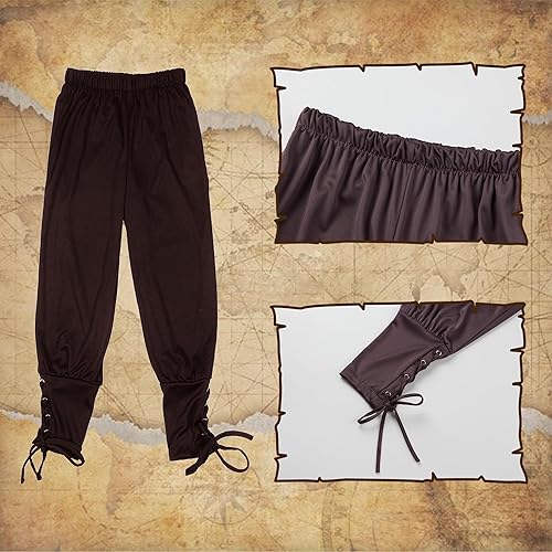 Miniatura 4 de Kosgraiy Disfraz de pirata para niños, disfraz de bucanero para niño, disfraz de pirata de Halloween con accesorios