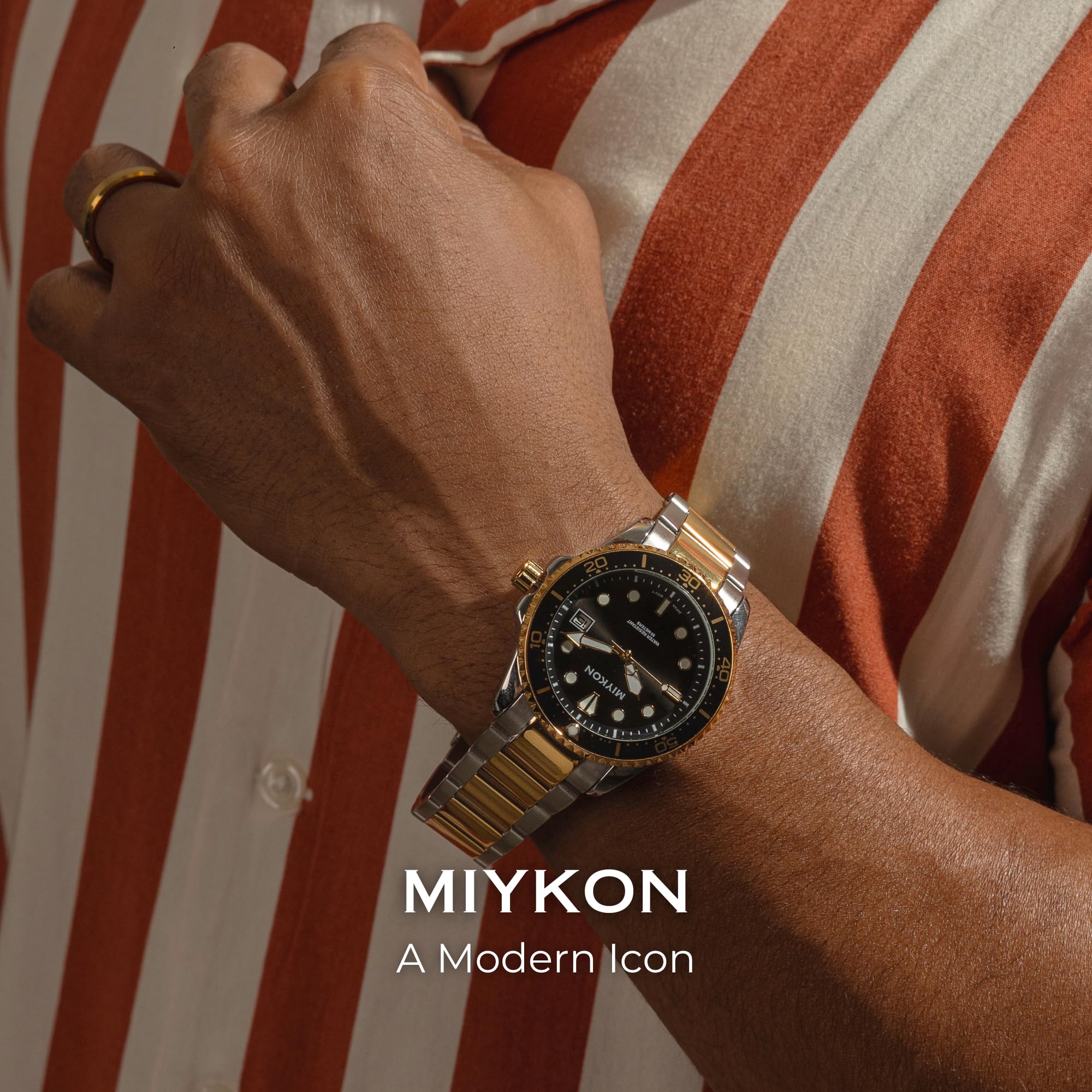 Miykon Reloj deportivo de buceo para hombre, fecha rápida, luminoso, bisel