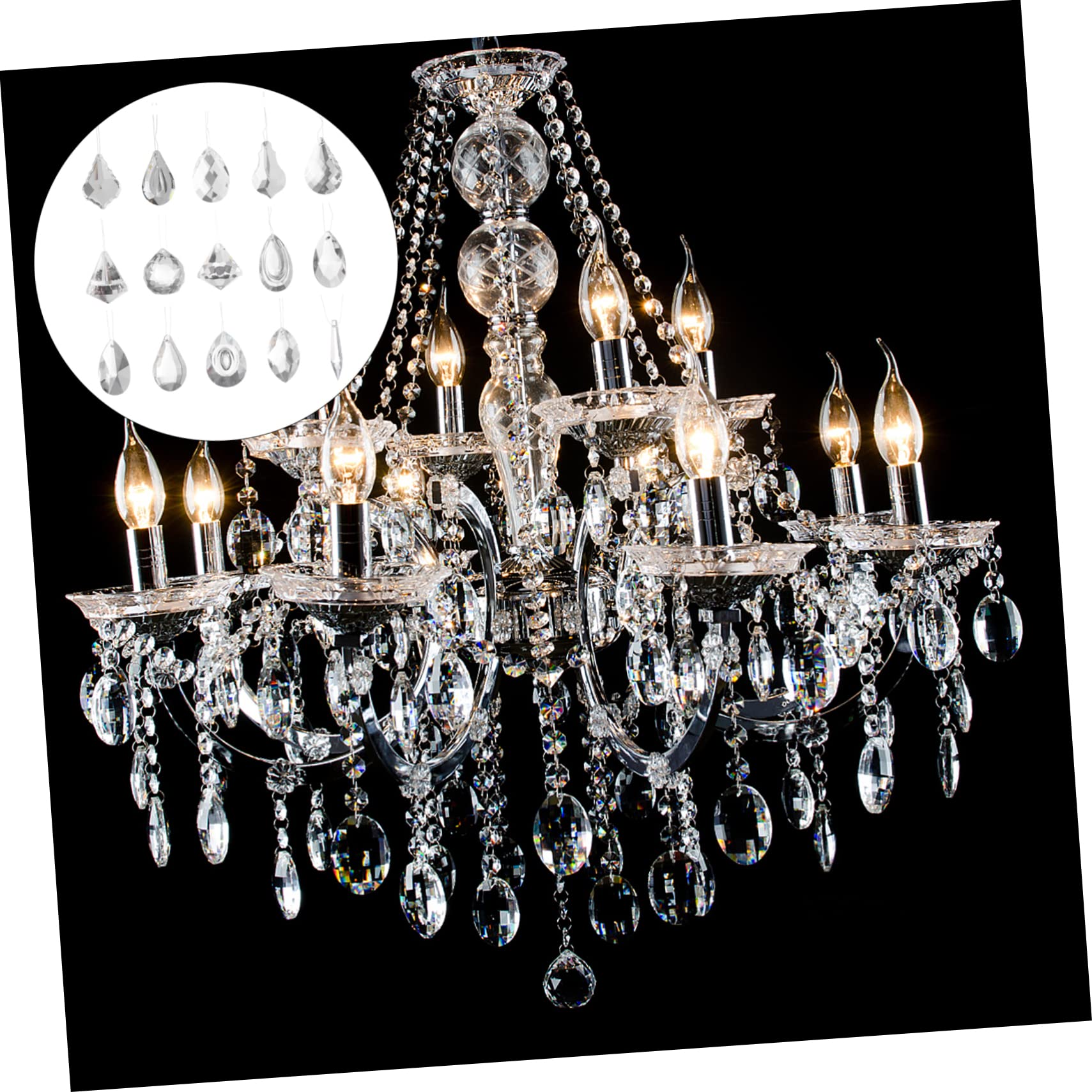 15st Kristall-anhänger Autozubehör Prismenanhänger Suncatcher Prismenbälle Prismen Anhänger Klare Tropfenperlen Hängende Kristalle Für Tafelaufsätze Weißer Kristall Transparent