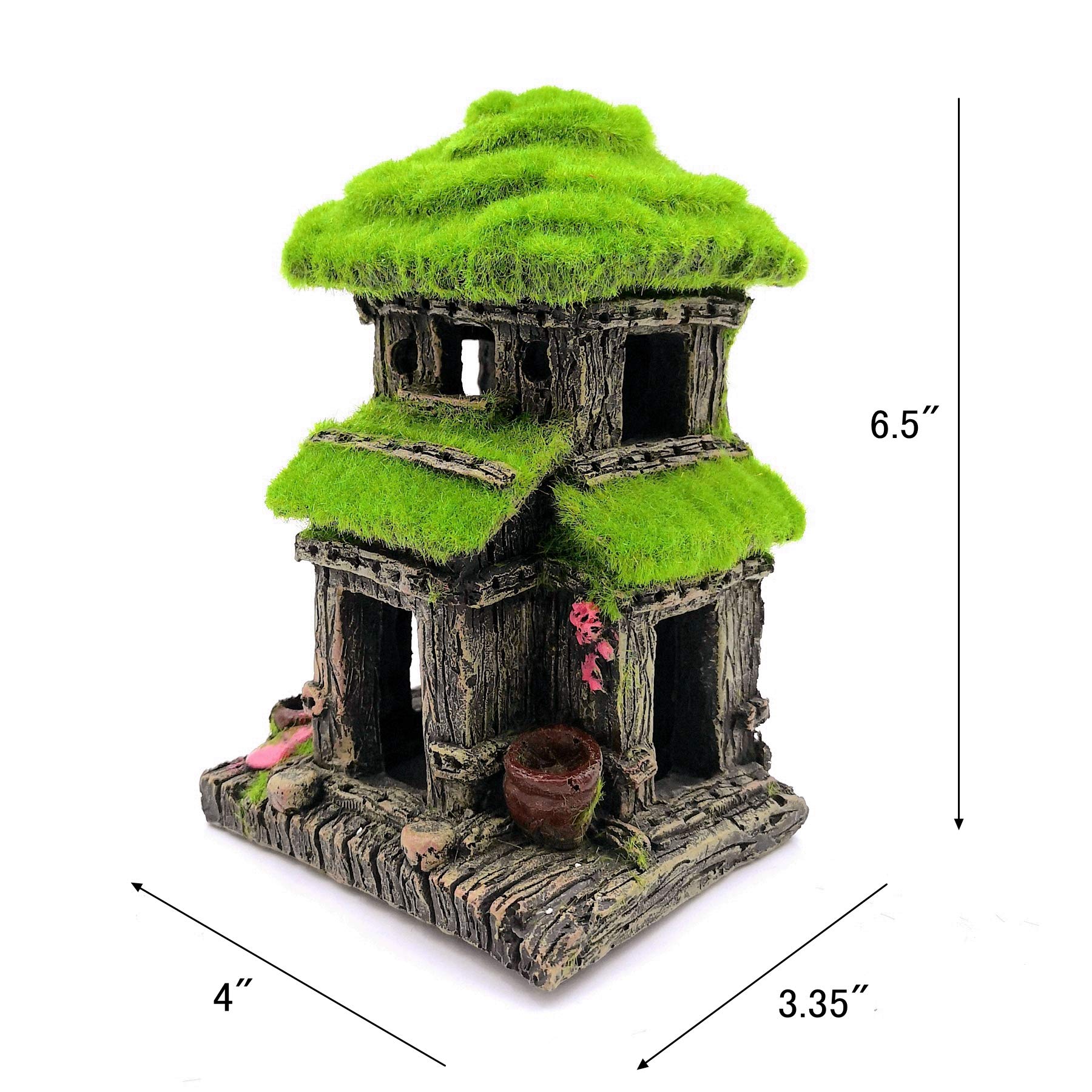 M2cbridge Decorazione per acquario, casetta per pesci Betta con muschio verde realistico (stile 3)