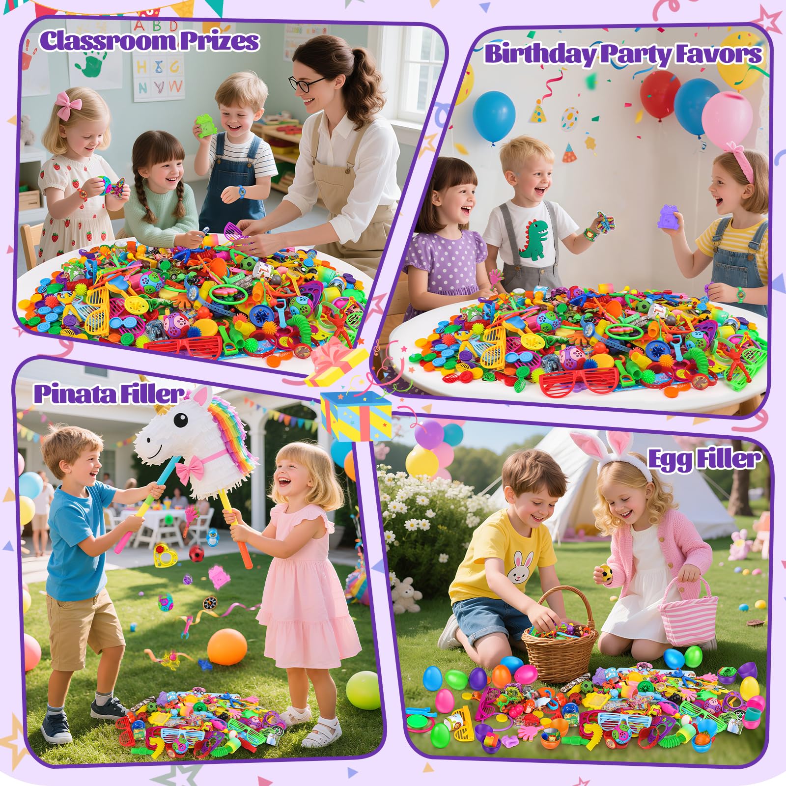 nicknack Gadget Compleanno Bambini, Regalini Premi Carnevale Fine Festa Compleanno bambini invitati 300 Pezzi