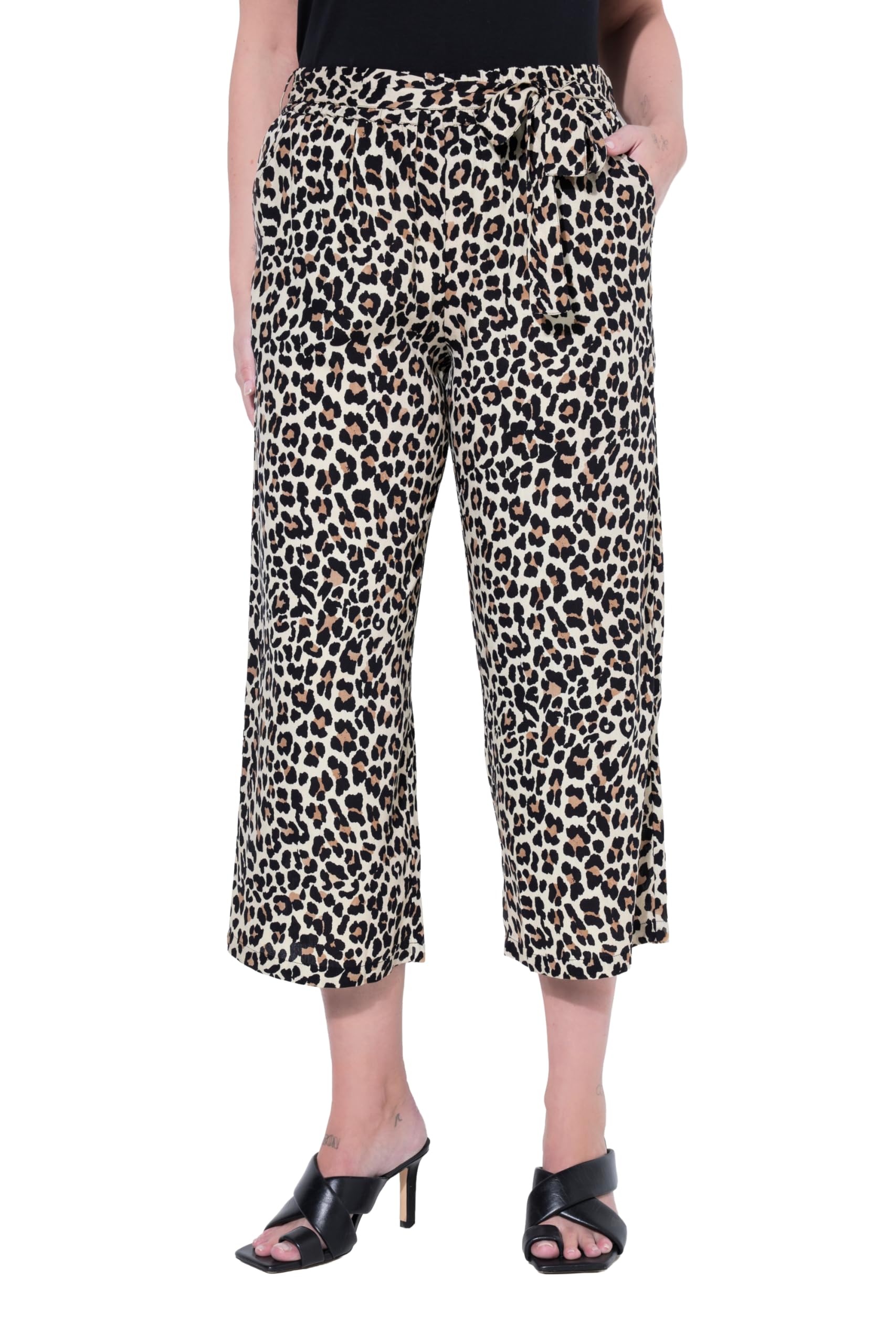 MIAMODA Damen große Größen Übergrößen Plus Size Culotte, weites Bein, Leomuster, Elastikbund 849575