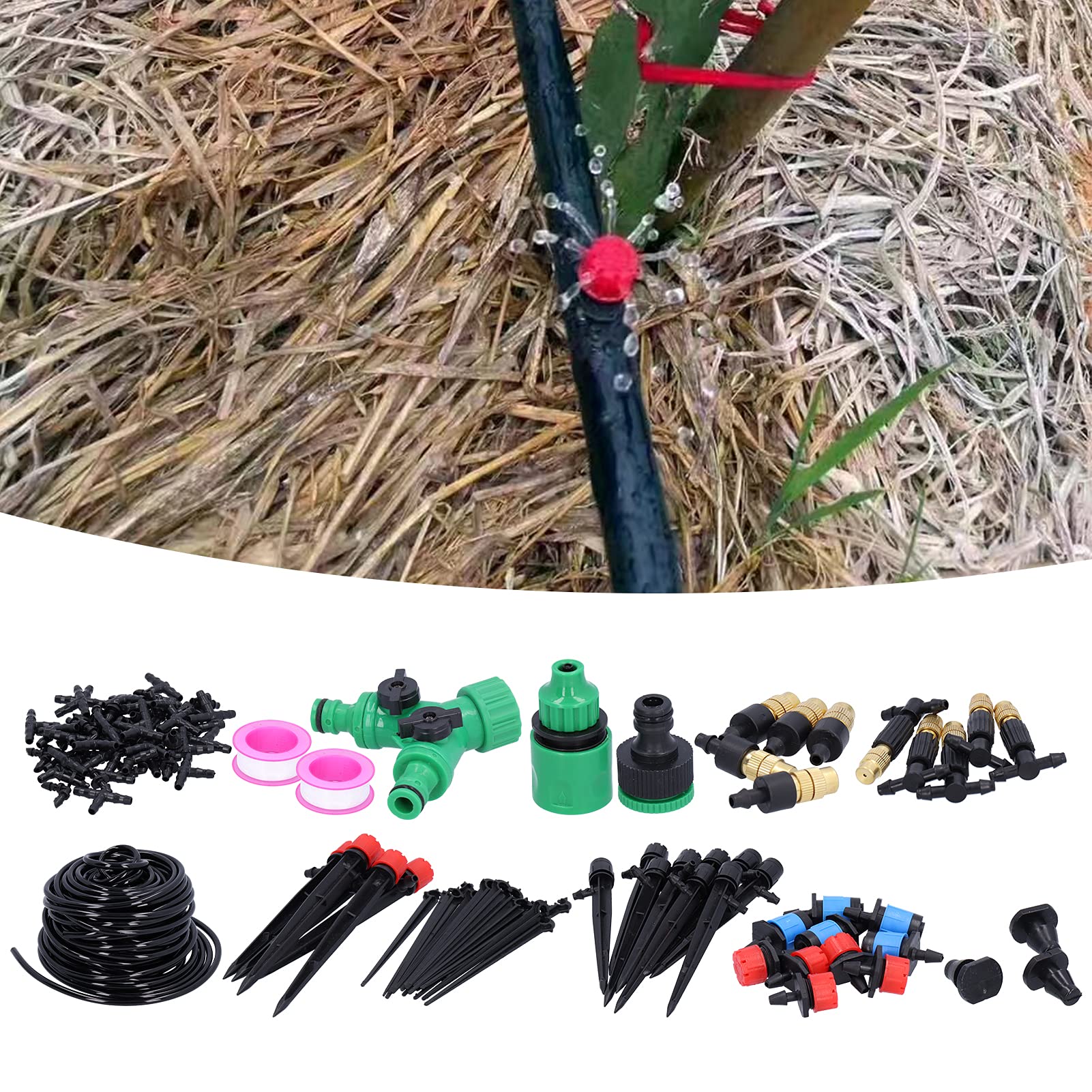 di irrigazione da giardino da 25 metri, kit di attrezzature per irrigazione a microgoccia, ugelli e gocciolatori regolabili per orto, prato, terrazza, con risparmio idrico del