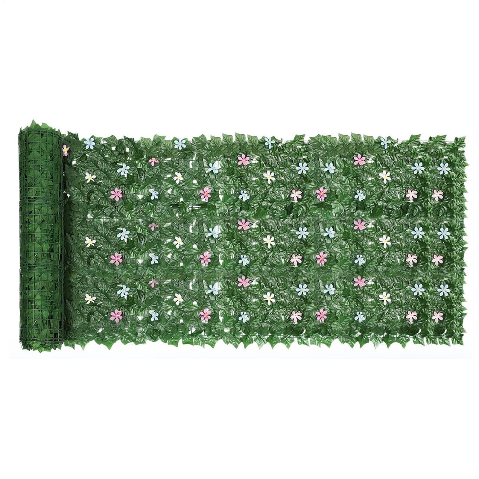 Rouleau de haie de lierre artificiel avec fausses fleurs, clôture extérieur