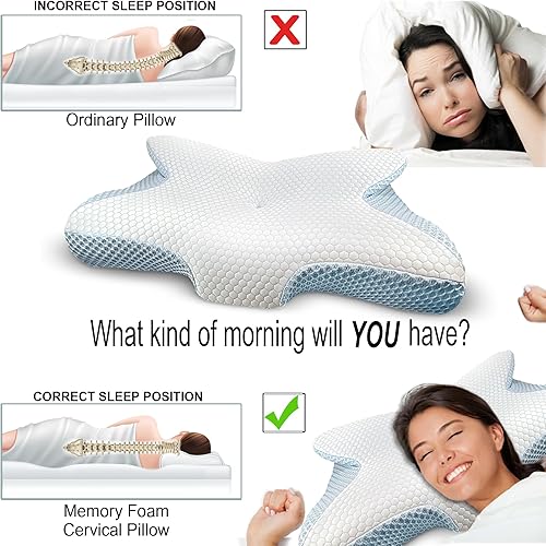 Miniatura 7 de Almohada cervical ergonómica de espuma viscoelástica para aliviar el dolor, almohada ortopédica de contorno para dormir de lado, espalda y estómago,