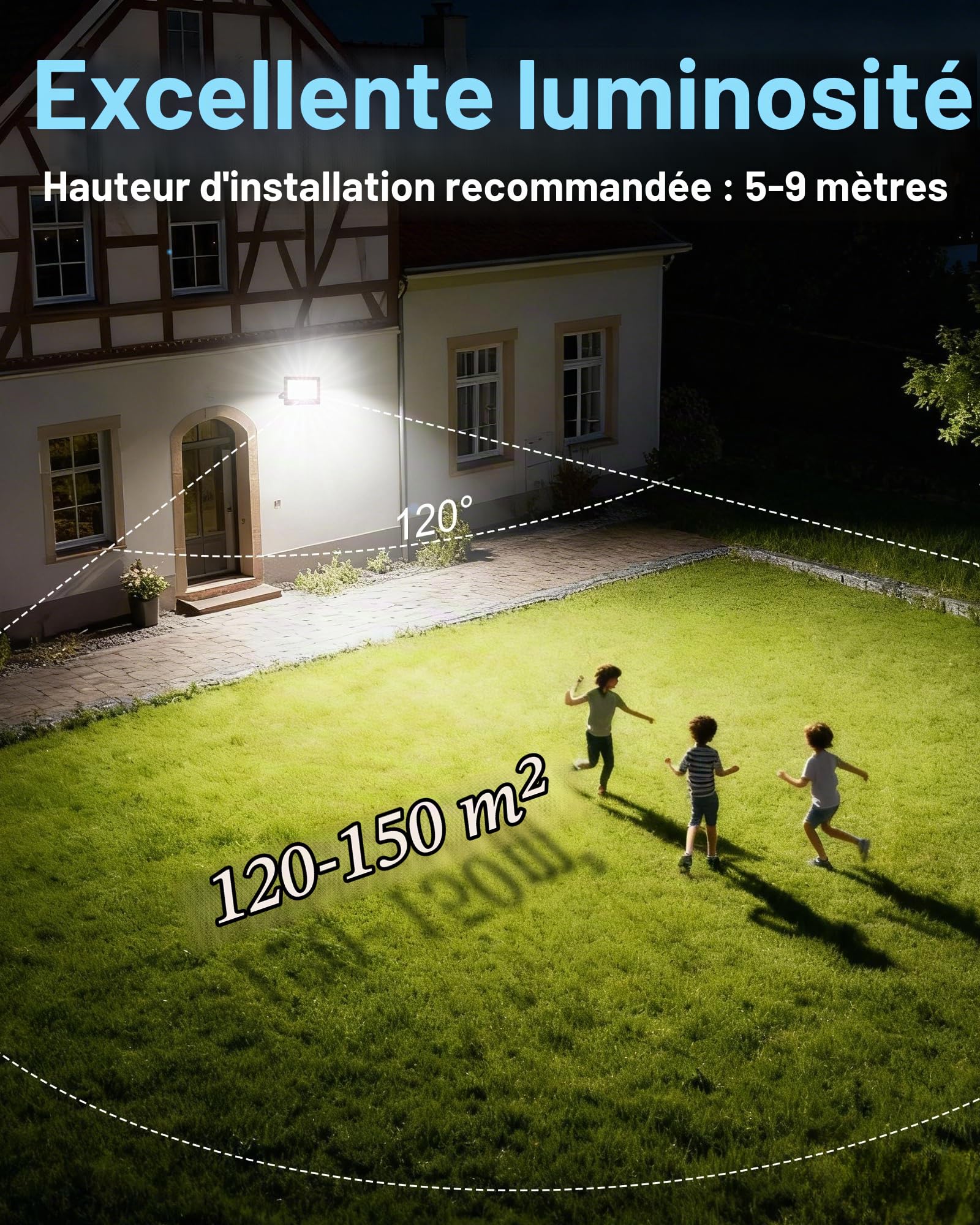 Projecteur LED Exterieur 100W, 10000LM Spot LED Extérieur Puissant 6500K Blanc Froid, IP67 Imperméable Eclairage Sécurité pour Jardin, Patio, Garage,Terrasse, Entrepôt