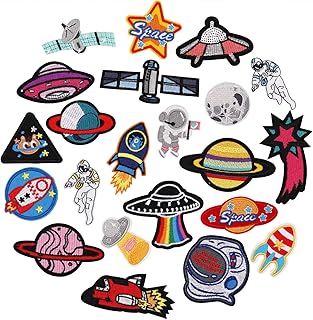 22pcs Space Planet Astronaut Iron on Patches Embroidered Motif Applique Decoration Sew On Patches Custom Patches for DIY Jeans, Jacket ,Kid's Clothing, Bag, Caps, Arts Craft Sew Making (Space 22pcs)
