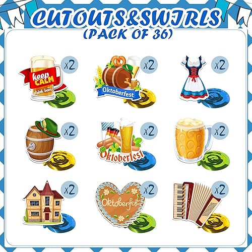 Miniatura 3 de 36 decoraciones de fiesta de Oktoberfest, espirales colgantes, decoraciones de fiesta de Oktoberfest, serpentinas colgantes de remolinos de cerveza