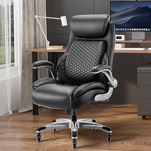 Miniatura 8 de COLAMY Escritorio ergonómico de oficina con respaldo alto, silla ejecutiva con soporte lumbar desplegable, ruedas mejoradas, reposacabezas