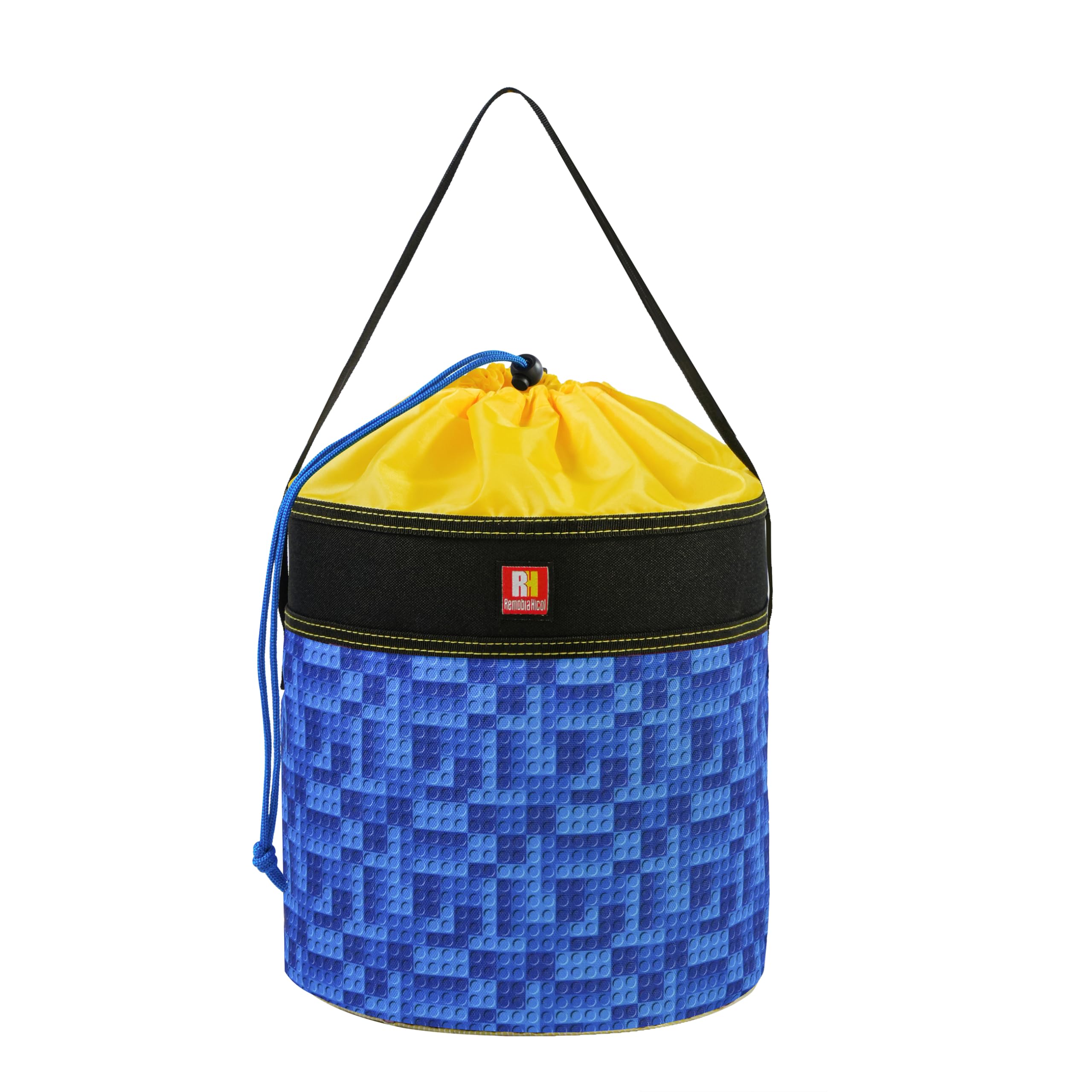Remobia Hicol Toy Storage Organizer Basket Bag with Drawstring for Buliding Bricks, Blockets,Puzzles,Lego,Playroom Cinch Bucket Carrying Bag with Handle (Blue)