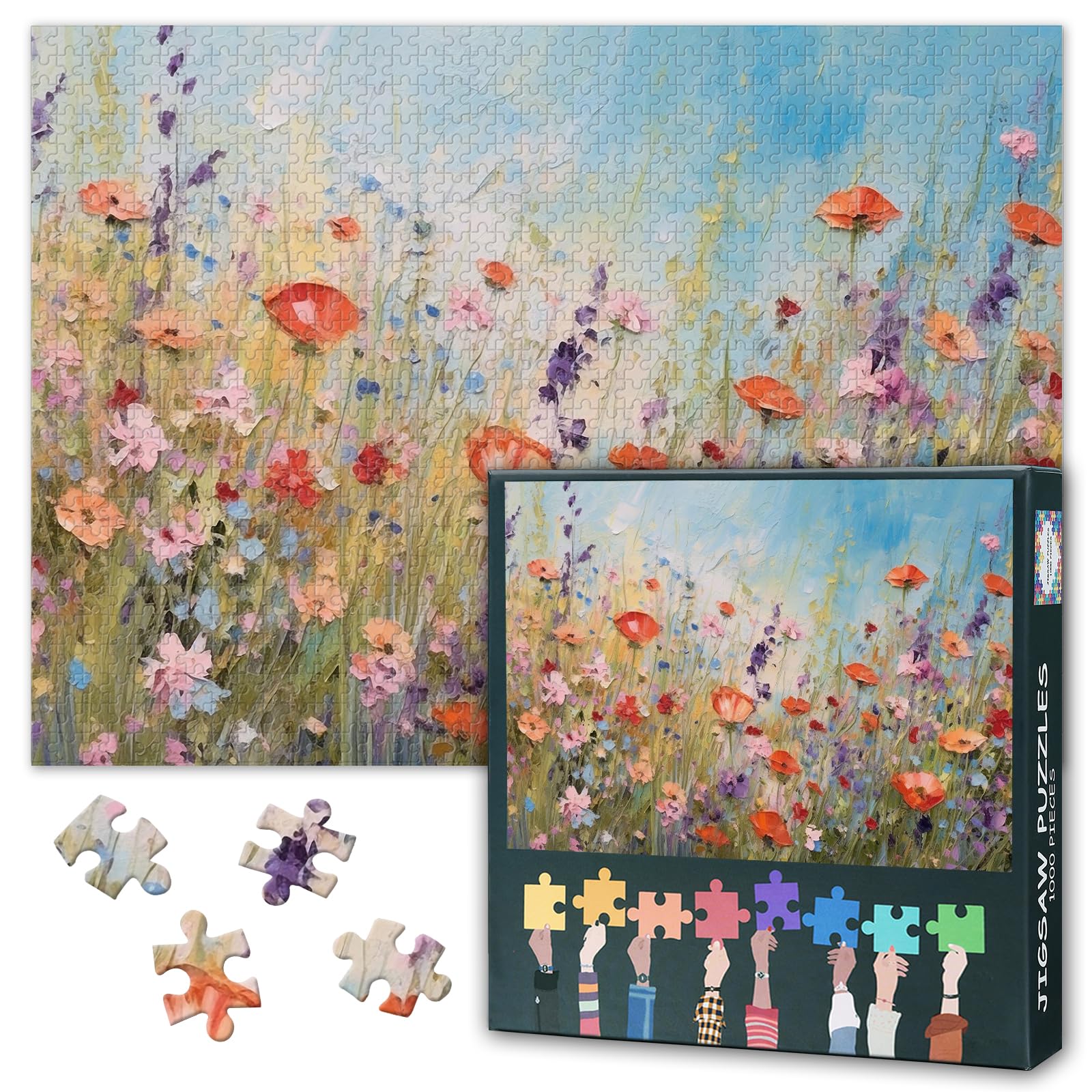 Jigsaw Puzzles for Adults 1000 Blooming Flower - Hard Challenging Family Puzzle Wildflower, Educational Puzzle Games Home Decoration 27.5x19.7 Inch (Bloom Poppy Series)