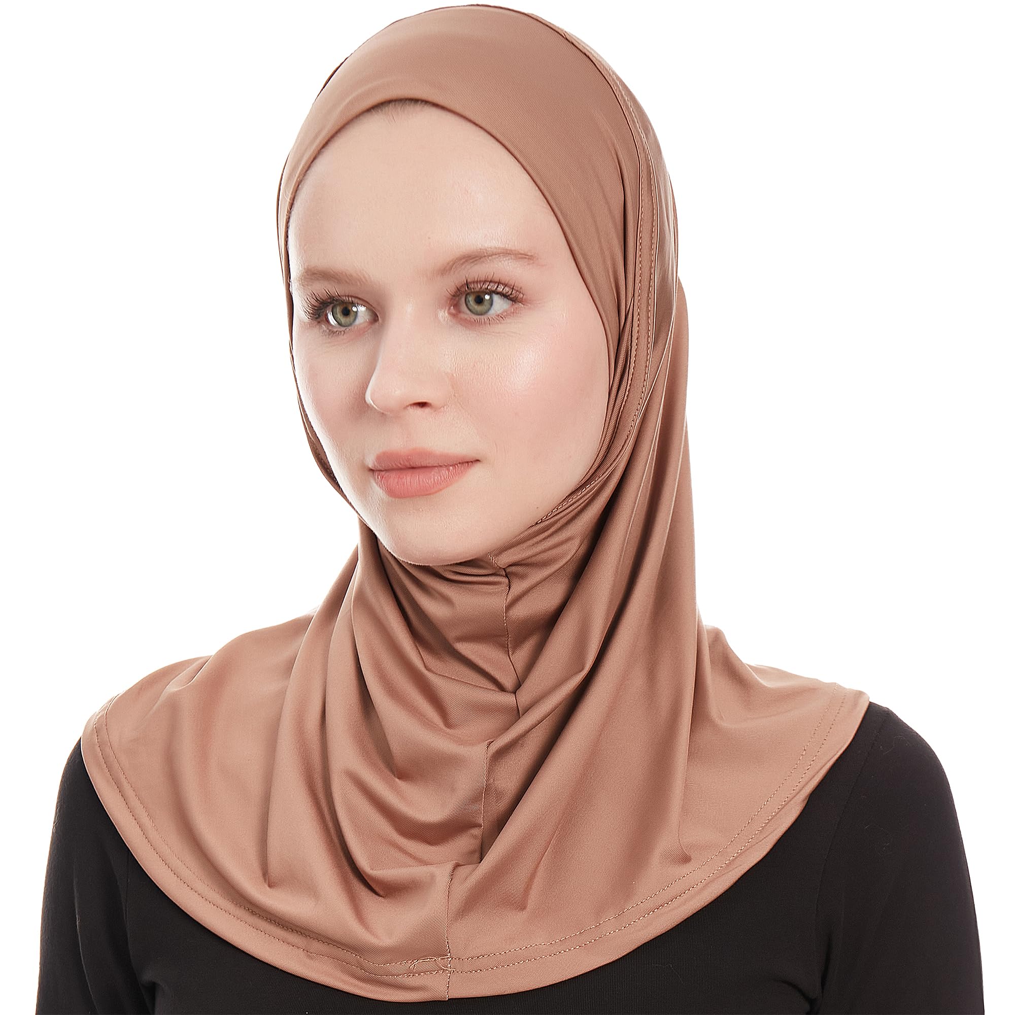 Ayisah Women's Brown Plain Ready To Wear Amira Hijab For - Muslim Instant Amira Jersey Scarf – Soft Muslim One Piece Instant Hijab Headscarf