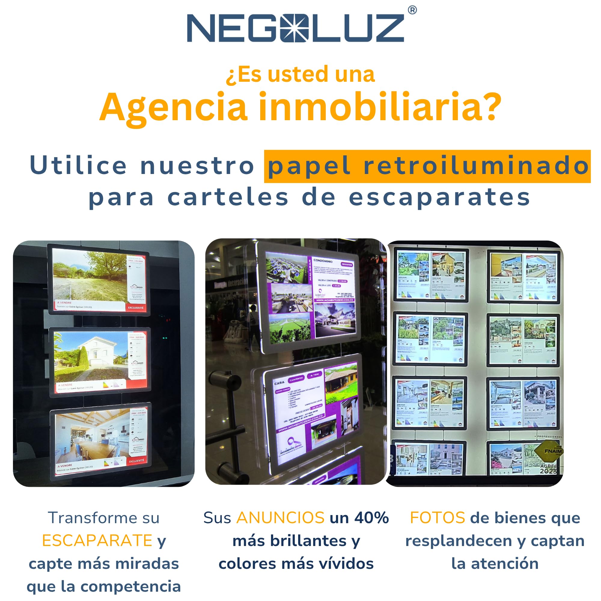 Papel Retroiluminado A4 PRO (100 Hojas) para Caja de Luz LED, Portamenú Luminoso, Escaparate LED. Papel Backlit NegoLuz® para uso Profesional, Compatible con TODAS Impresoras Láser y Tinta