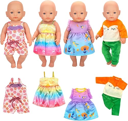 Miniatura 8 de 10 juegos de ropa y accesorios para muñecas de bebé de 14 a 16 pulgadas, muñecas recién nacidas de 16.9 in, muñecas de 15 pulgadas, muñecas de 18