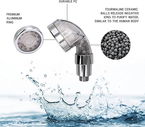 Miniatura 7 de Cabezal rociador LED profesional Socila: cambio de color automático, alta presión y filtración de agua para tazón de champú