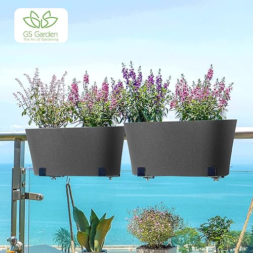 Miniatura 2 de Macetas rectangulares de riego automático de 16 pulgadas, paquete de 2 con indicador de nivel de agua y agujeros de drenaje automático para todas
