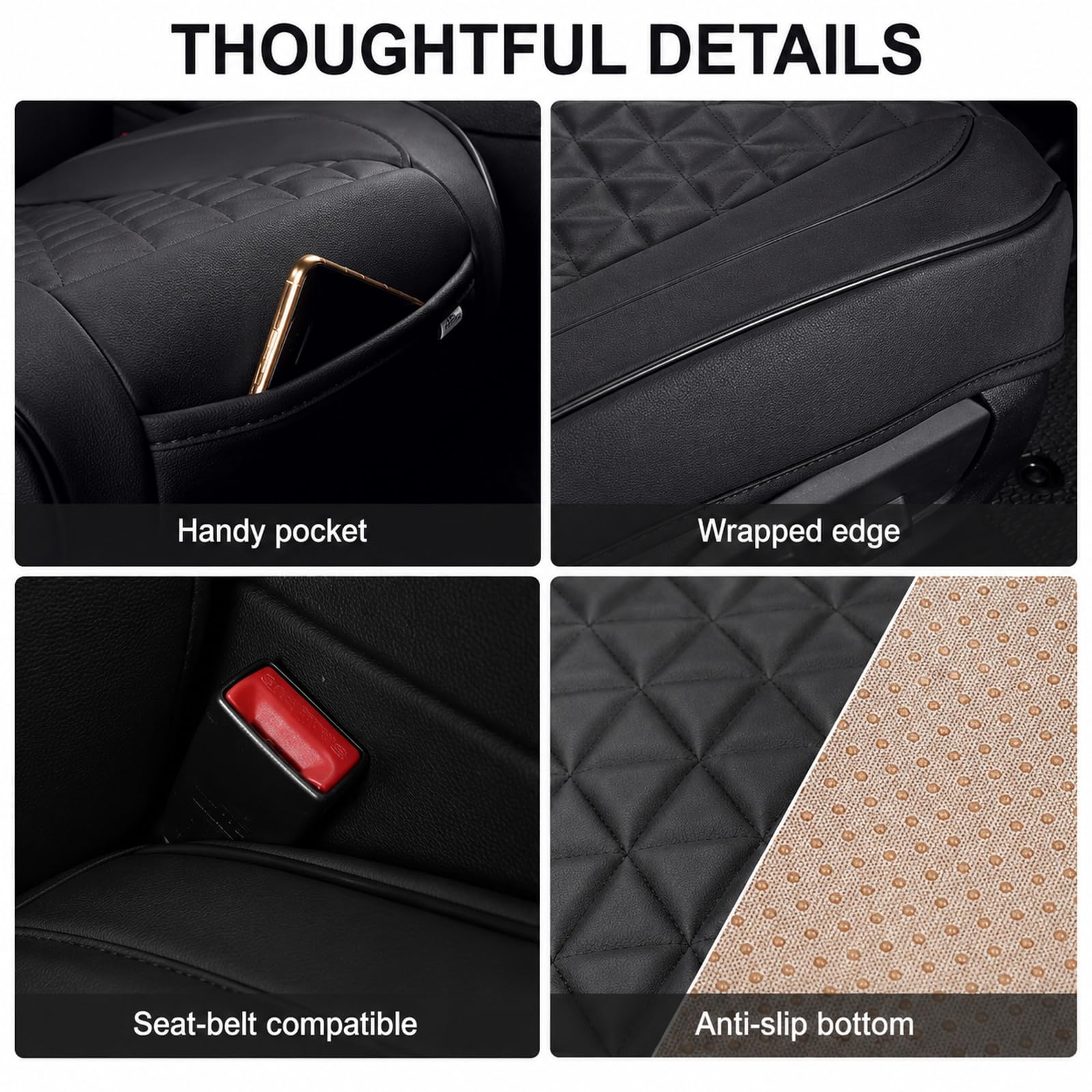 GOOGO Sitzauflage Auto 2 Stück, Weiche Auto Sitzauflagen PU Leder Autositzbezüg, Autositzauflage und Seat Protector für Bürostuhl und Zuhause, 50 x 50 x 4 cm (Schwarze)