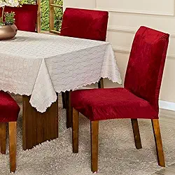 Capa de Cadeira Jantar Avulsa em Veludo Lisa Splendore Ajustável com Elástico - Tecido Suede Protetor Para Cozinha Toque Macio Aveludado (Vermelho)