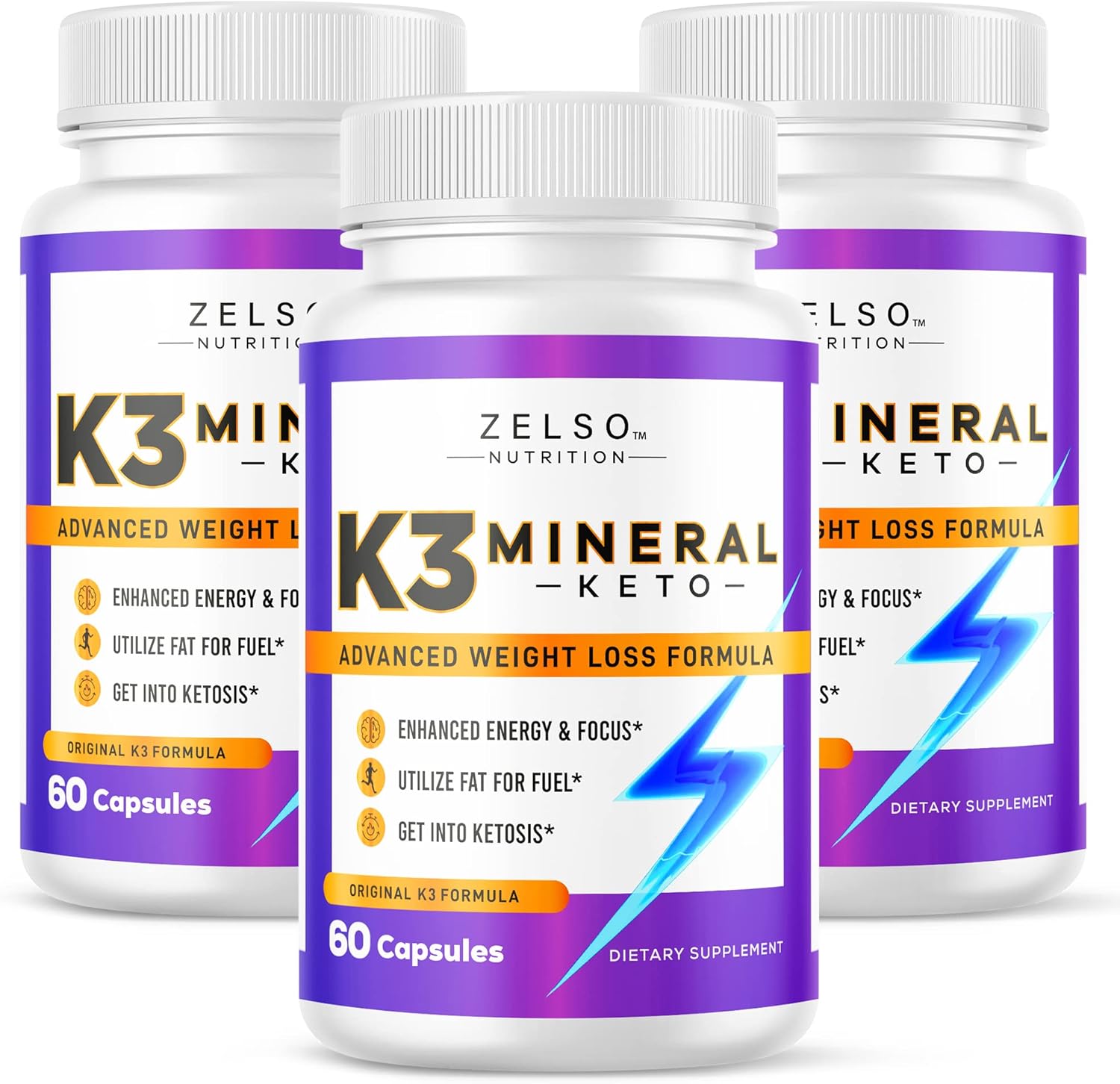 (3 Pack) K3 Mineral Weight Loss Pills for Women and Men, K3 Mineral Pills – K3 Salt Mineral, Vitamin + K3 Capsules Supplement for Keto Weight Loss – 3 Months Supply