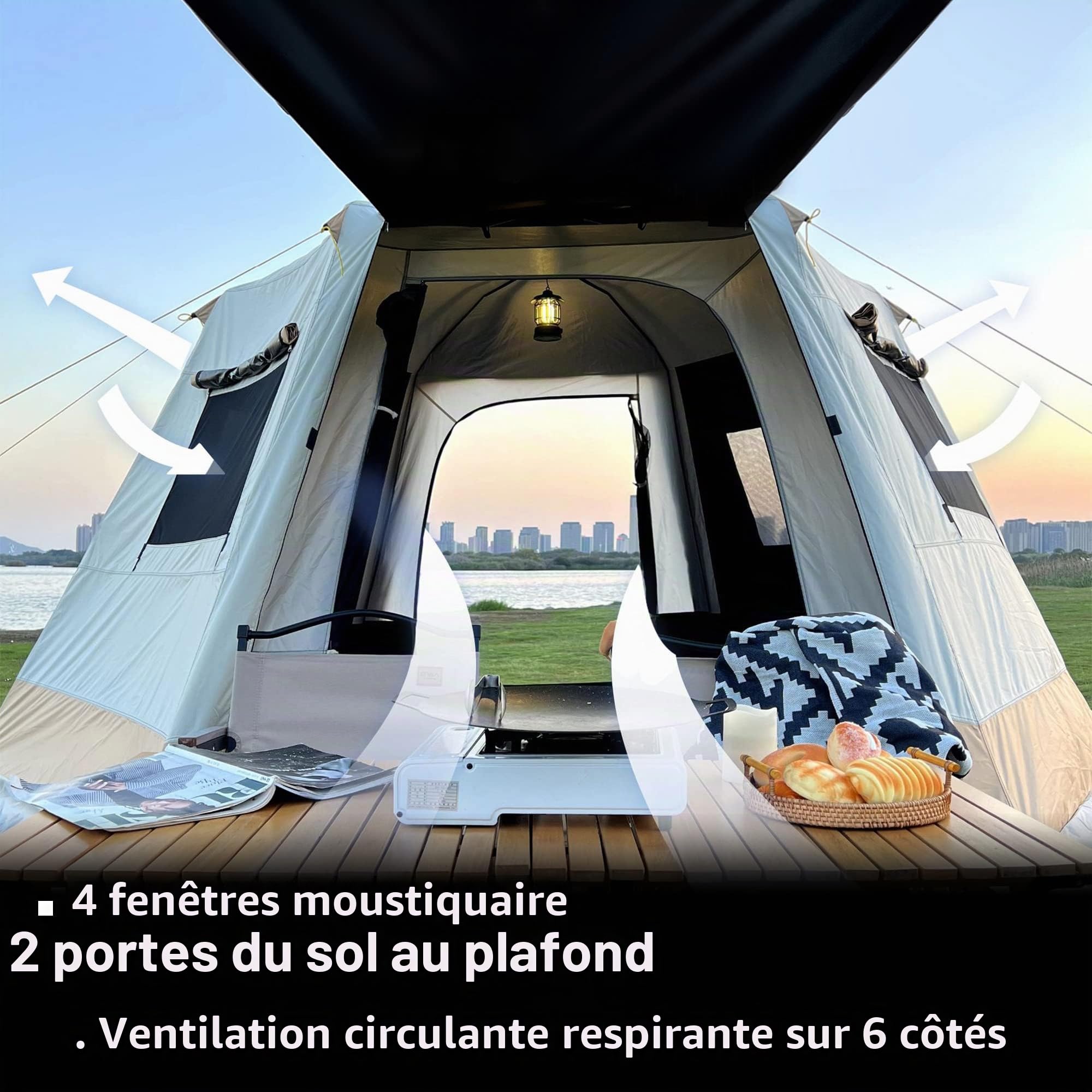 Tente Etanche Familiale Tente Camping Grande Tente Dôme pour Extérieur Pique-Nique Cour Festival