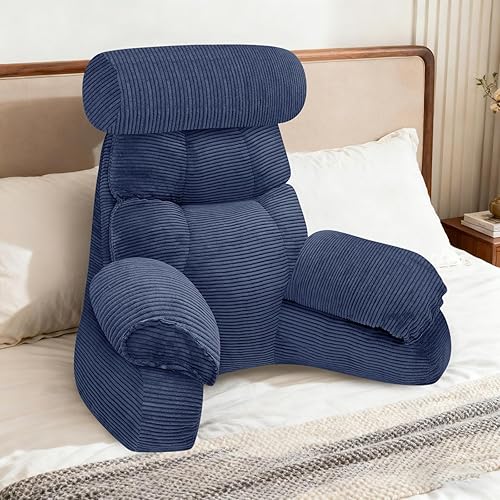 Miniatura 16 de FXXUDVNIIN Almohada de espalda para sentarse en la cama – con reposabrazos de 9.4 pulgadas, almohada de cama para sentarse, brazos para soporte