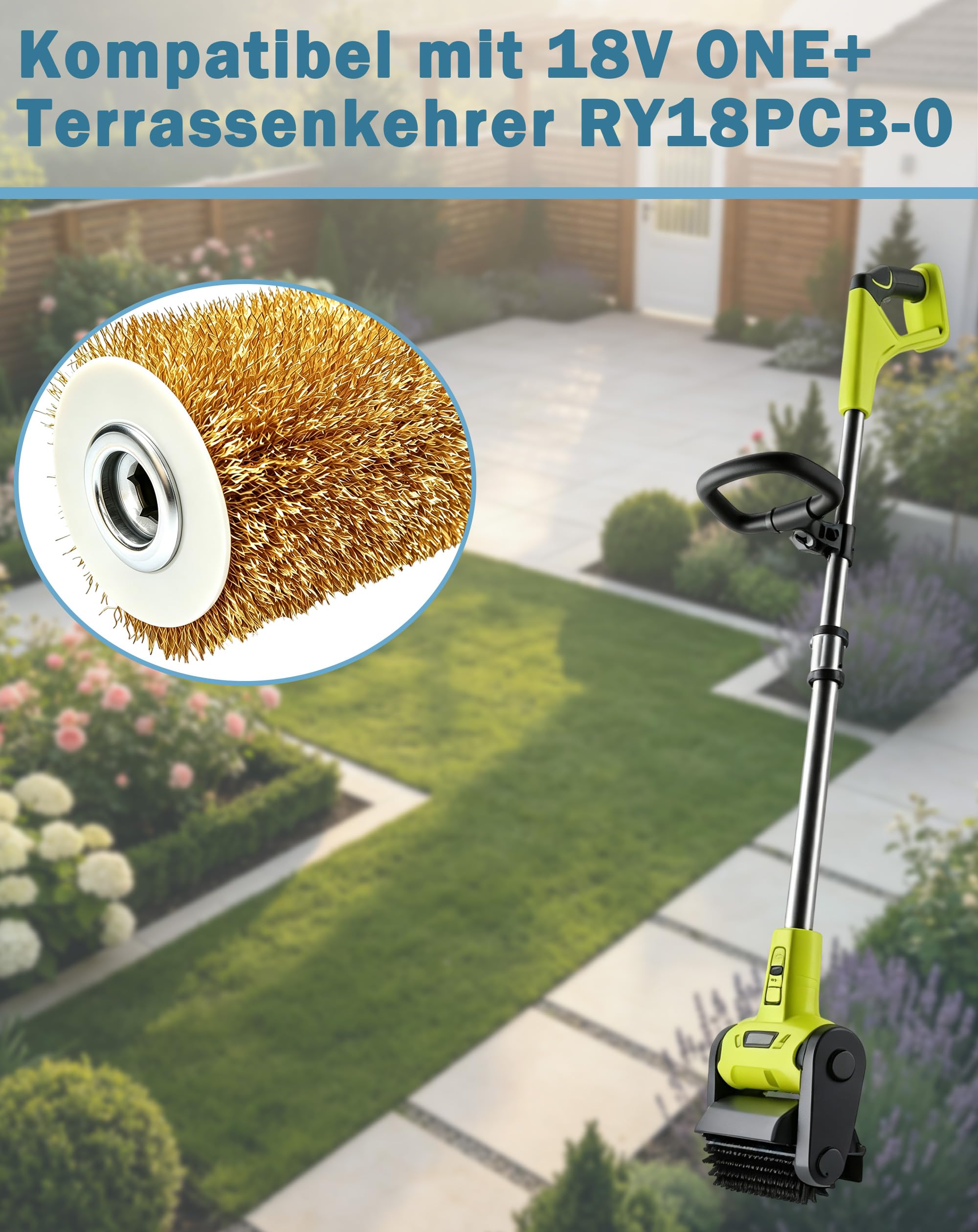 RAC824 Drahtbürste kompatibel mit RYOBI RY18PCB-0 Cordless Patio Cleaner