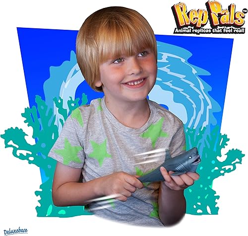 Miniatura 2 de Rep Pals - Gran tiburón blanco, juguete elástico de Deluxebase. Réplicas de animales súper elásticas que se sienten reales, ideales para niños