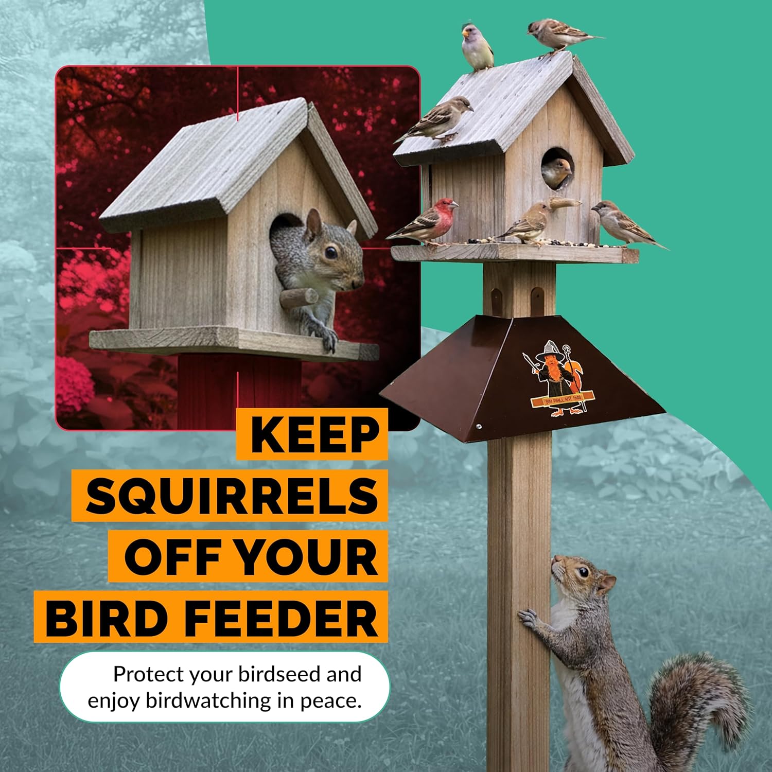 Squirrel Baffle for 4x4 Post | Metal Bird Feeder Squirrel Guard Baffles for Bird Feeders for Outdoors, Extra Large Cone Blocker for Post Sized 4 x 4, Also Effective As a Raccoon Baffle for 4x4 Posts