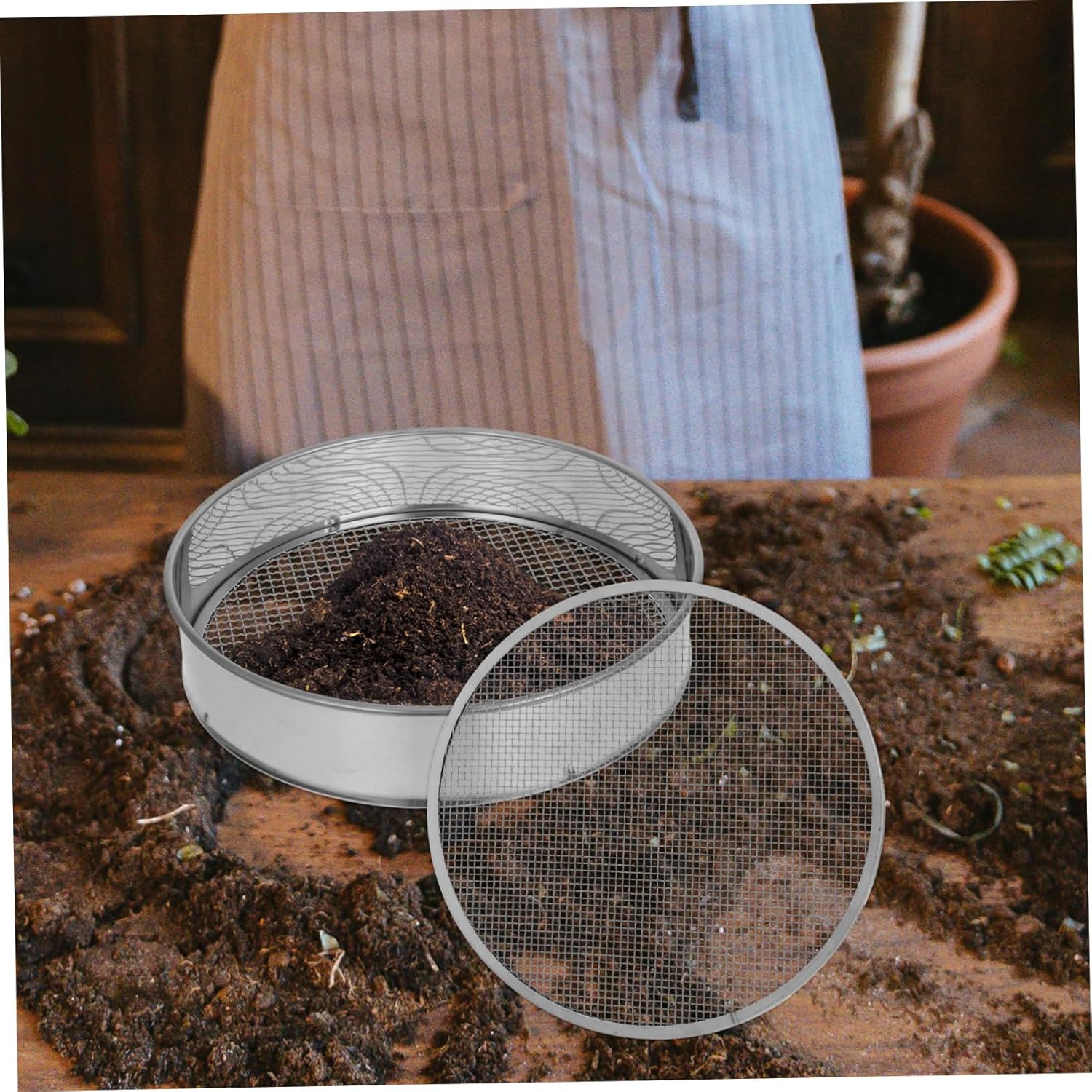 Gardening Soil Sifter Multi-Function Soil Sieve Rocks Sifting Pan Mesh Sieves for