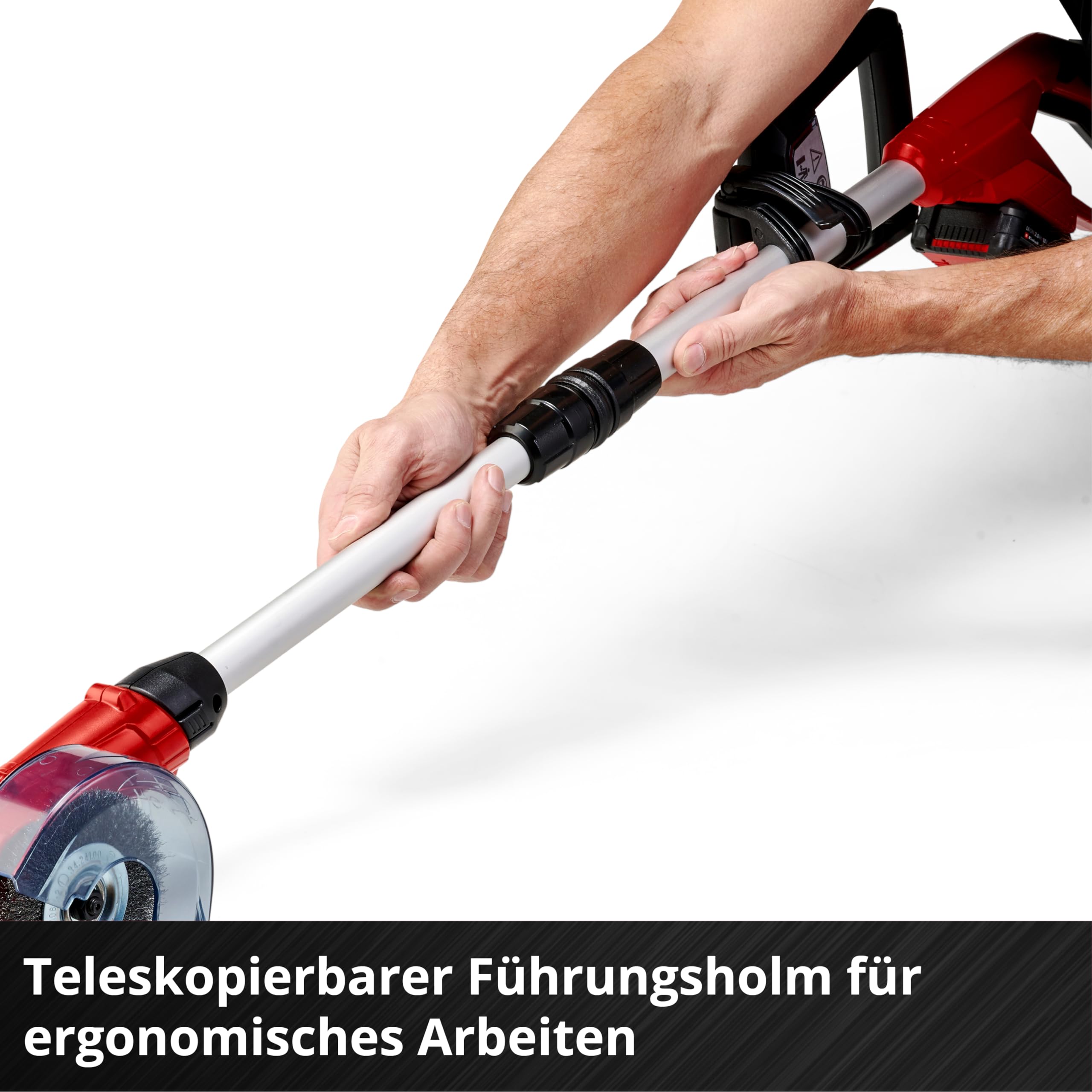 Einhell Akku-Fugenreiniger GC-CC 18 Li Kit Power X-Change (18 V, wechselbare Fugenbürsten aus Nylon & Stahldraht, Teleskop-Führungsholm, inkl. 1x 2,0 Ah Akku + Ladegerät)