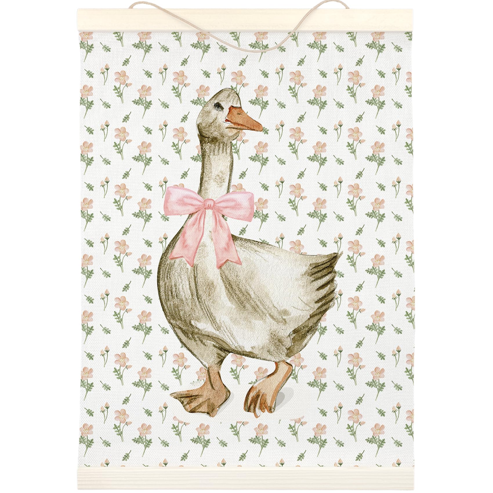 LKETW Flower Duck Poster Hanger Frame, 12x16 inch, Cottagecore Decor, Duck Wall Art for Nursery Room Aesthetic, Hanging Banner Decor for Girls Dorm
