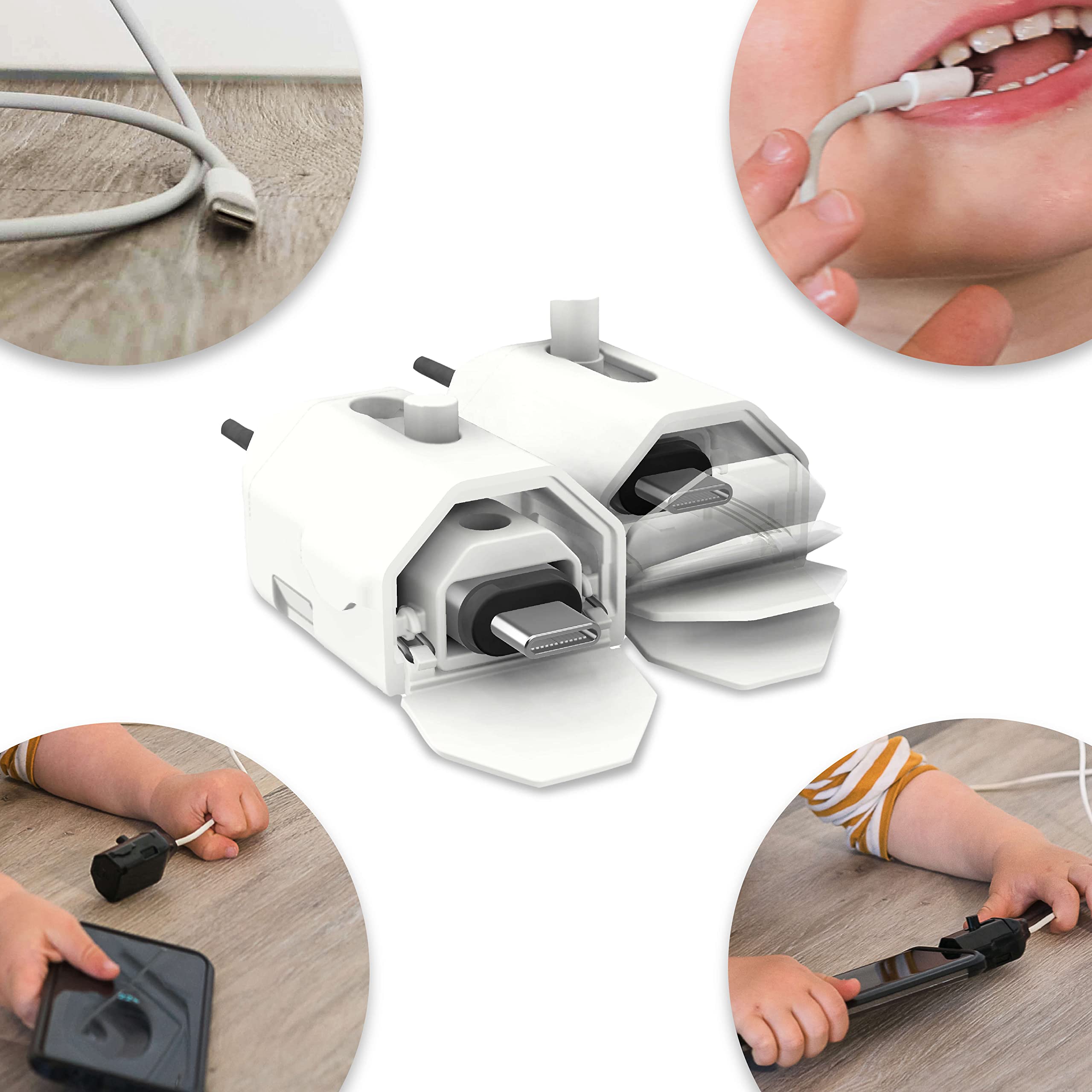 Child Safety Gadgetto White I Charging Cable Lock I Kink Protection I Child Lock I Baby Safety Gift Pregnant Women I Gift Parents I USB Safety Cover I Charging Cable Protection I Christmas - Image 2