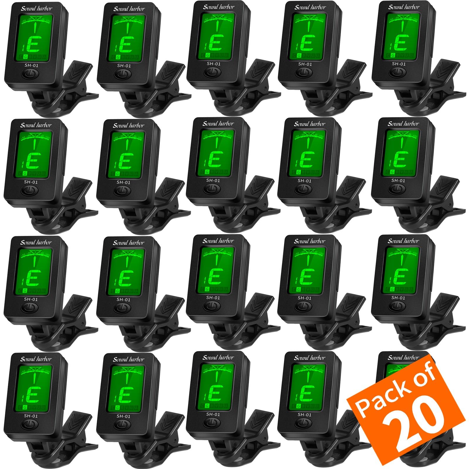 Guitar Tuner Clip On Ukulele Tuner 20 Pack for All Instruments Guitar Bass Ukulele Violin banjo Tuners