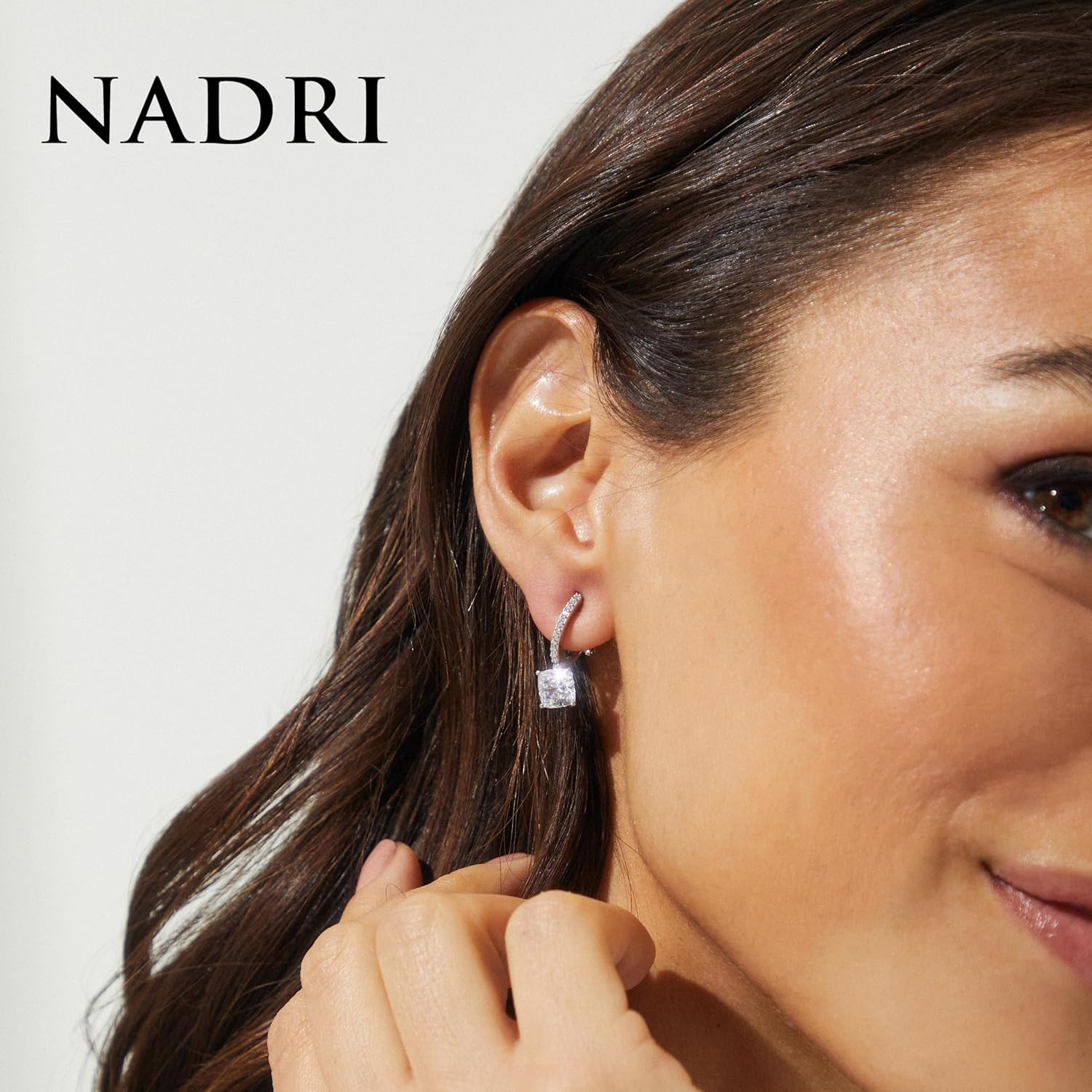 Nadri Leverback Earrings - Exquisite Clip Dangle Drop Earrings, Cushion Cut Cubic Zirconia, Hypoallergenic - Image 2