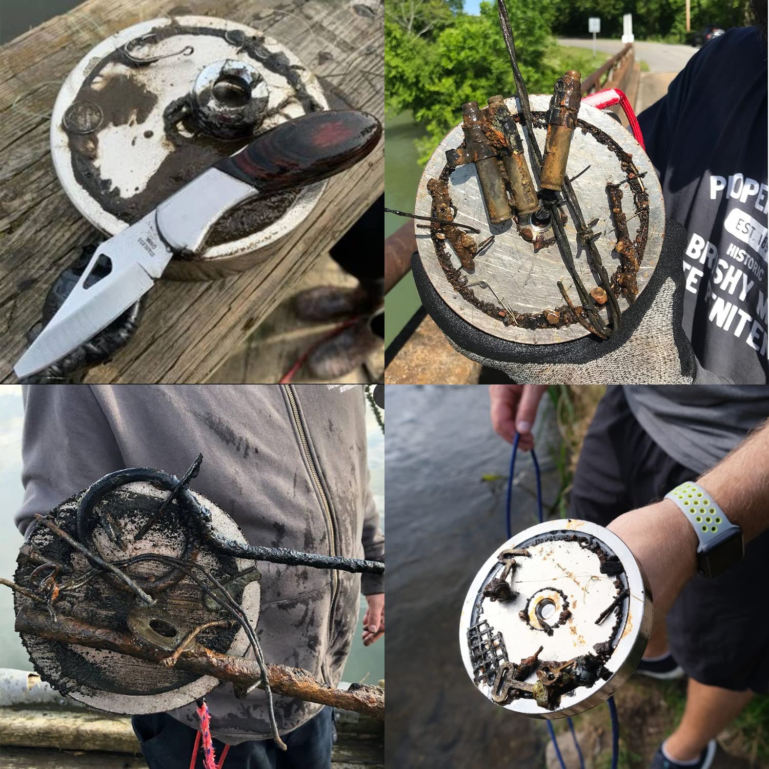 MUTUACTOR doppio lato combinato 1000 kg verticale magnetico al neodimio Forza Pesca Magnete con bulloni ad occhio,Trova il potere del tesoro nel fiume