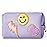 LieToi Preppy Patch Small Toiletry Bag, Smile Lightning Heart PU Leather Portable Waterproof Makeup Cosmetic Bag Daily Use Storage Purse Travel Organizer Compliant Bag for Women Girls (Taro Purple)