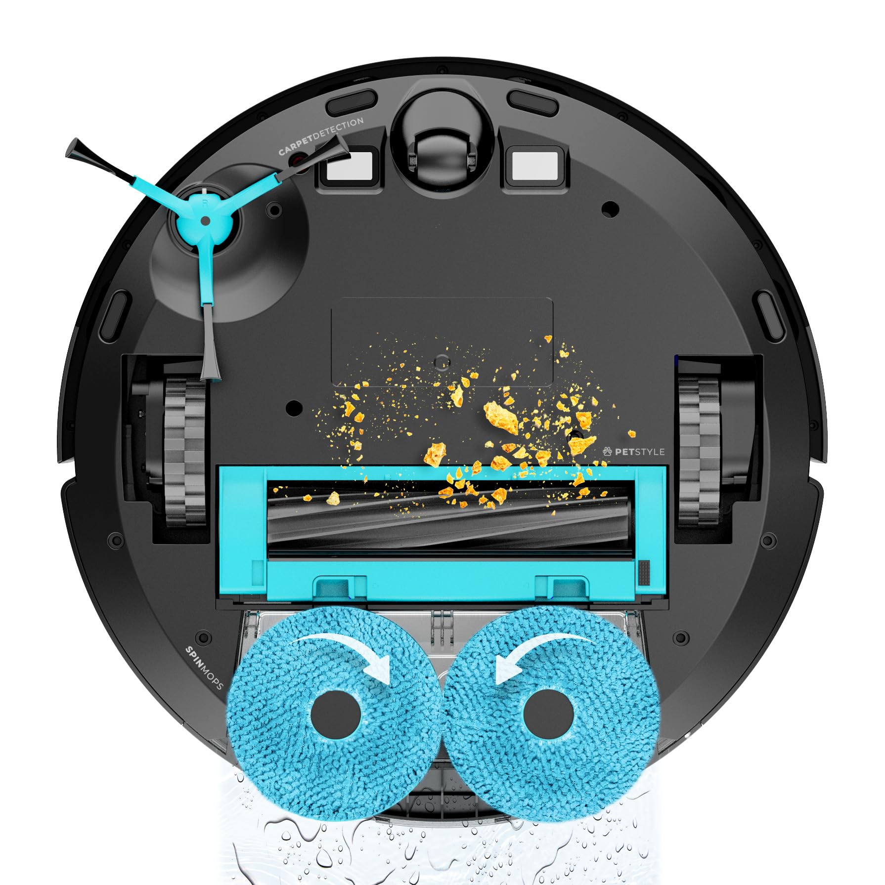 Cecotec Robot odkurzający i zamiatający z SI Conga 9990 AI Spin Revolution Ultra Power. 10 000 Pa, inteligentna nawigacja, zamiatanie, odkurzanie, czyszczenie i przełączanie mopów, 240 min autonomii
