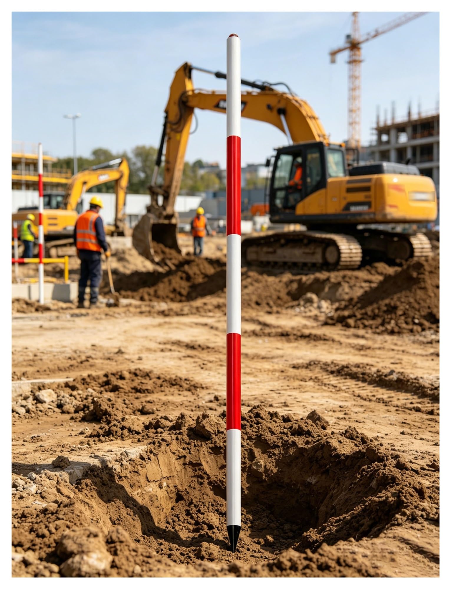 MRVAKDYDI Aluminum Survey Rod, Aluminum Survey Grade Rod High-Visibility 200-500cm for Land Survey Construction Well(300cm/9.8ft)