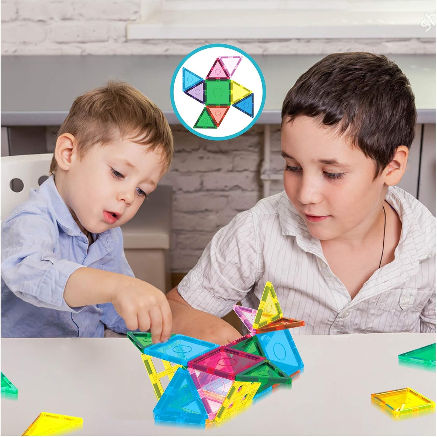 110 pc Magnetic Tiles with Car Set, Building Blocks Toys STEAM Educational Learning Magnet Toy Preschool Montessori Boys & Girls Smart Creative Kit Games Gifts for Age 3+ Kids Toddlers