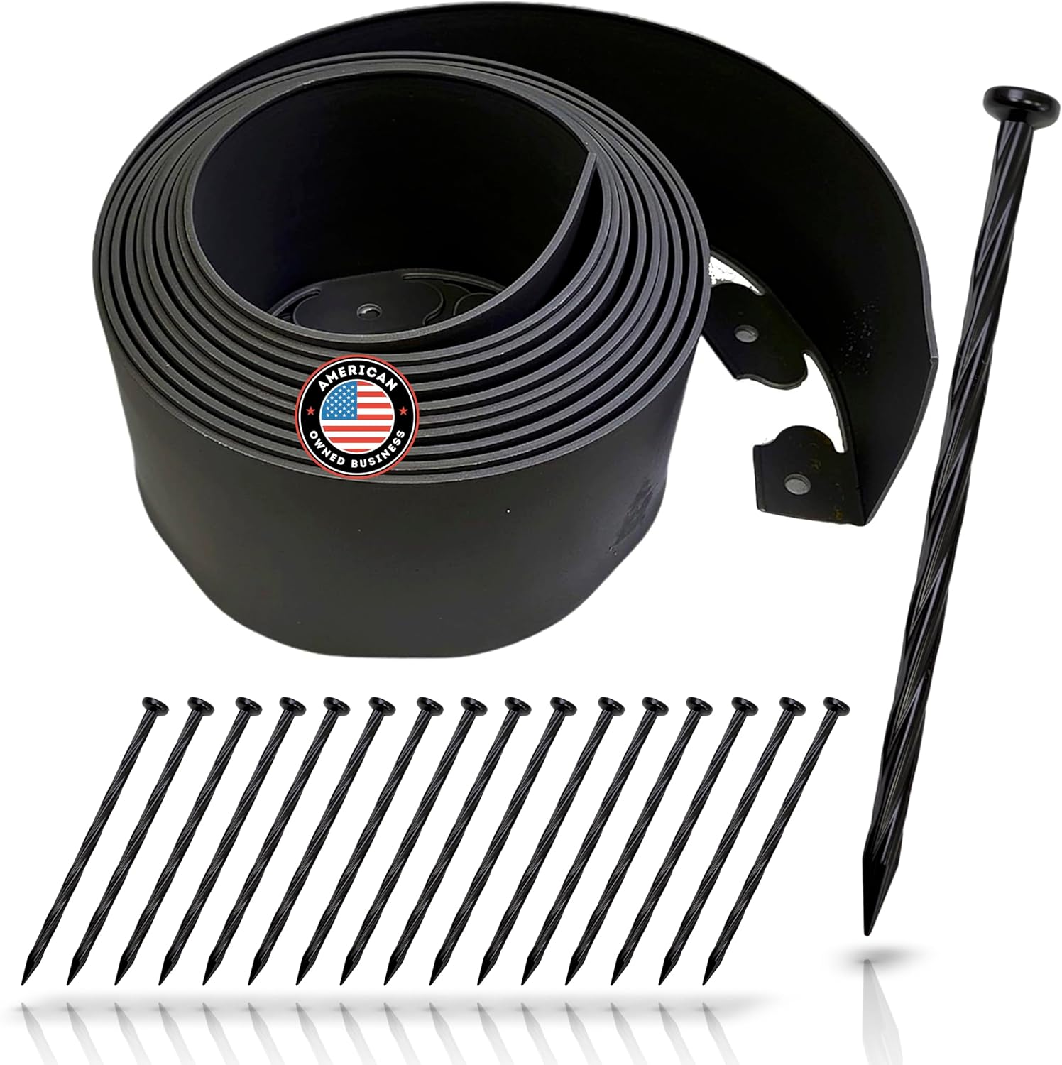 Instant Edging - (Extra Tall 4.75" High) - Black 20ft Premium No Dig Yard Edging Kit, for Landscaping, and Flower Gardens - Includes 18 Edging Stakes (Black)