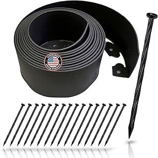 Instant Edging - (Extra Tall 4.75" High) - Black 20ft Premium No Dig Yard Edging Kit, for Landscaping, and Flower Gardens - Includes 18 Edging Stakes (Black)
